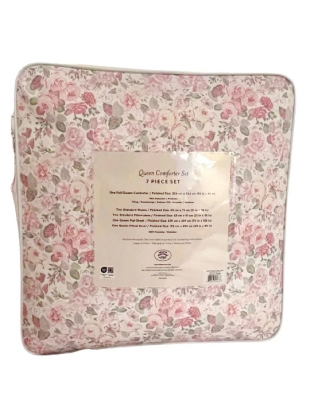 🆕-Laura Ashley Charming 7pc Queen Comforter Set in Pink Floral. Beautiful